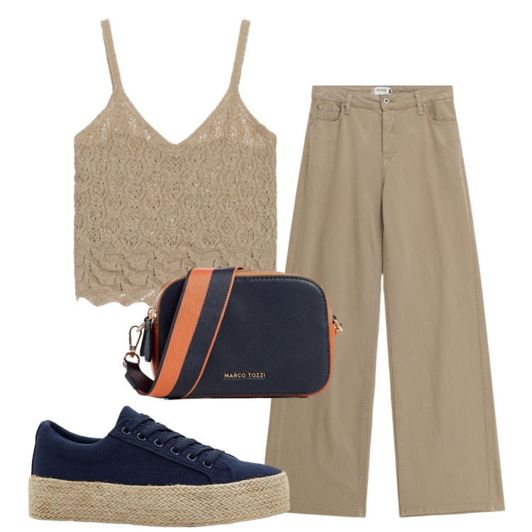Outfit donna - Total look #2438054. Stile Casual per Tutti i giorni. Abbinamento con sneakers, borse a tracolla, pantaloni, maglieria.