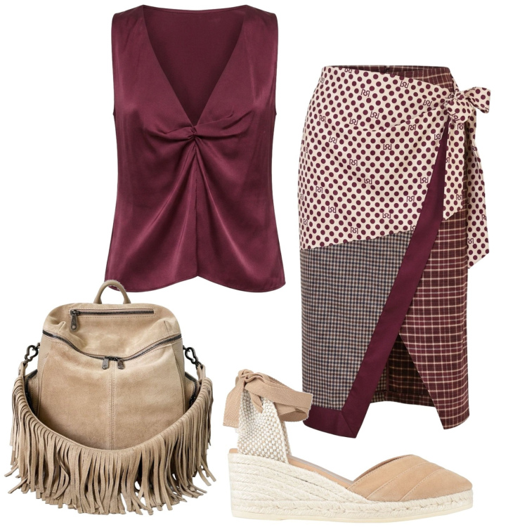 Outfit donna - Total look #2438056. Stile Etnico per Ufficio. Abbinamento con espadrillas, zaini, gonne longuette, top.