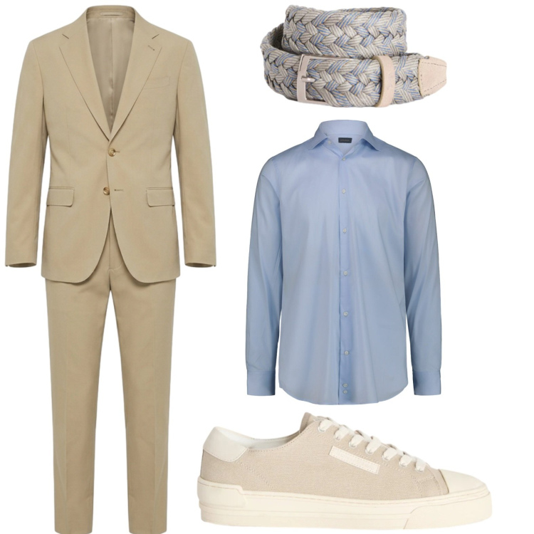 Outfit uomo - Eleganza attuale. Stile Casual per Ufficio. Abbinamento con sneakers, cinture, camicie, abiti.