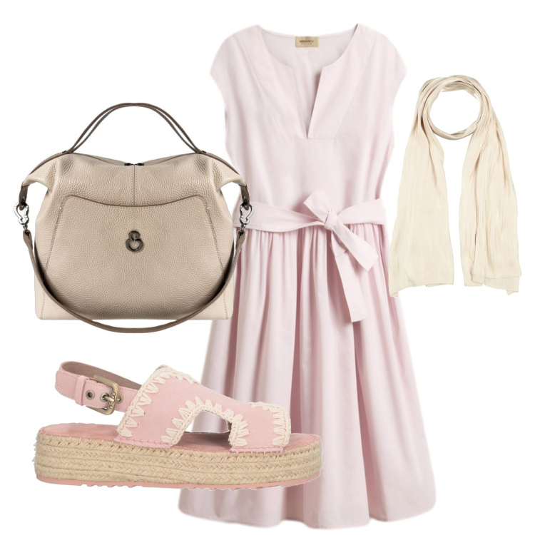 Outfit donna - Total look #2438073. Stile Bon Ton per Ufficio. Abbinamento con sciarpe, espadrillas, borse a mano, vestiti corti.