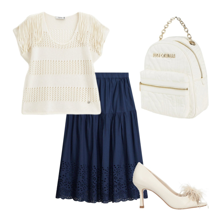 Outfit donna - Total look #2438148. Stile Chic per Serata fuori. Abbinamento con zaini, décolleté, gonne longuette, top.