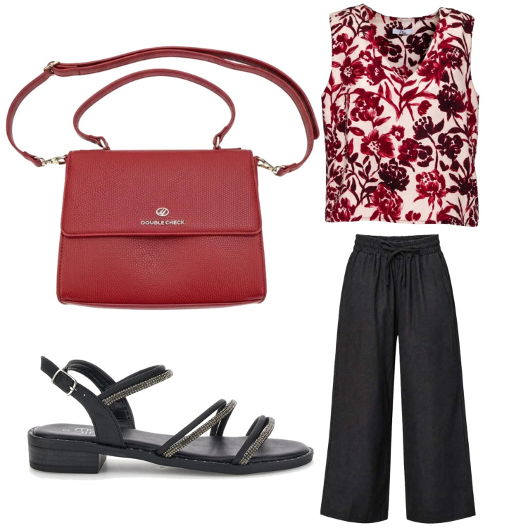 Outfit donna - Chic casual con I Am. Stile Casual chic per Ufficio. Abbinamento con canottiere, pantaloni, borse a tracolla, sandali.