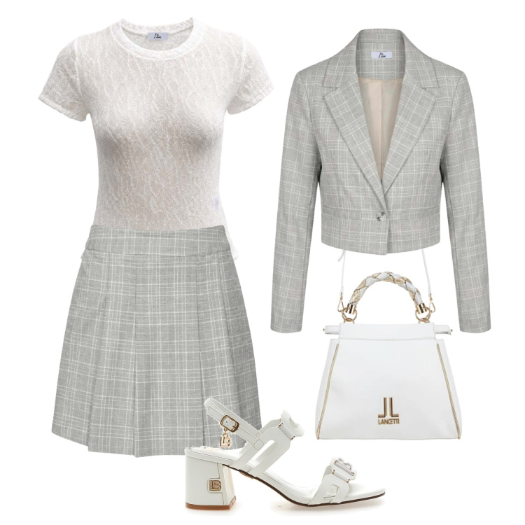 Outfit donna - Layering lavoro e cena. Stile Chic per Serata fuori. Abbinamento con top, blazer, minigonne, sandali col tacco, borse a tracolla.