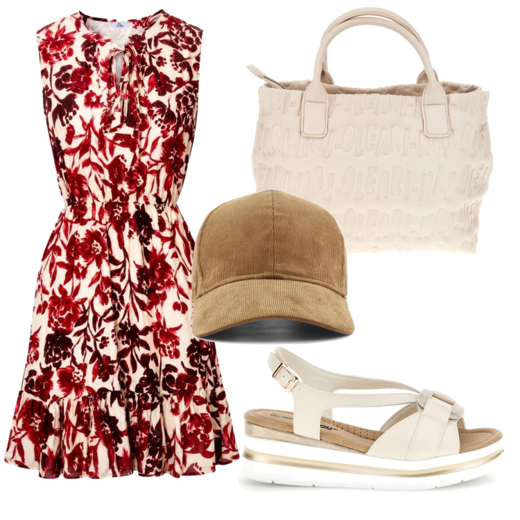 Outfit donna - Trova il tuo stile con I AM. Stile Casual per Tutti i giorni. Abbinamento con vestiti corti, cappelli con visiera, borse a mano, sandali.