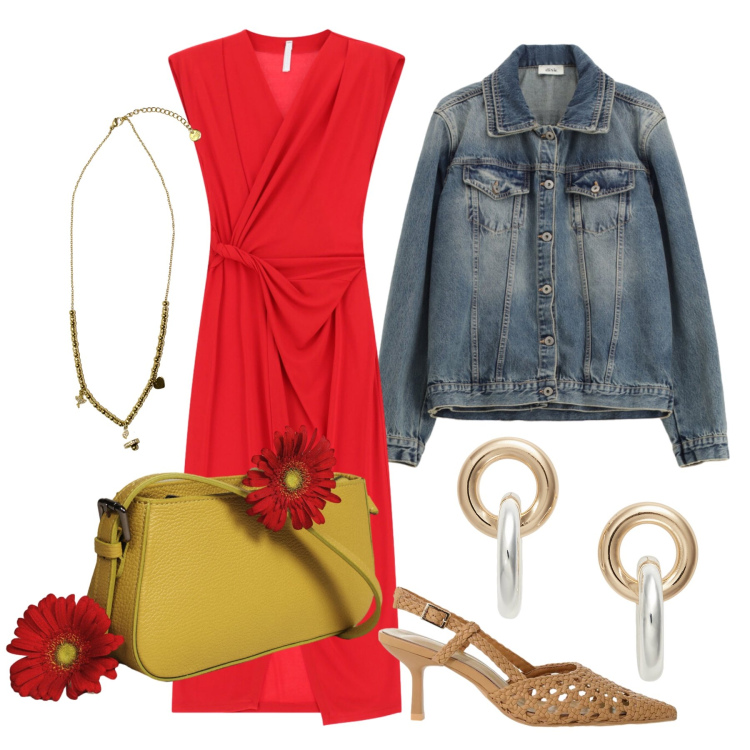 Outfit donna - Luglio. Stile Glamour per Tutti i giorni. Abbinamento con blazer, borse a spalla, vestiti lunghi, décolleté, ciondoli, orecchini.