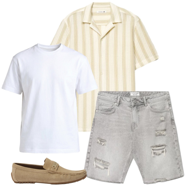 Outfit uomo - Total look #2438389. Stile Casual per Tutti i giorni. Abbinamento con scarpe stringate, t-shirt, shorts, camicie a manica corta.