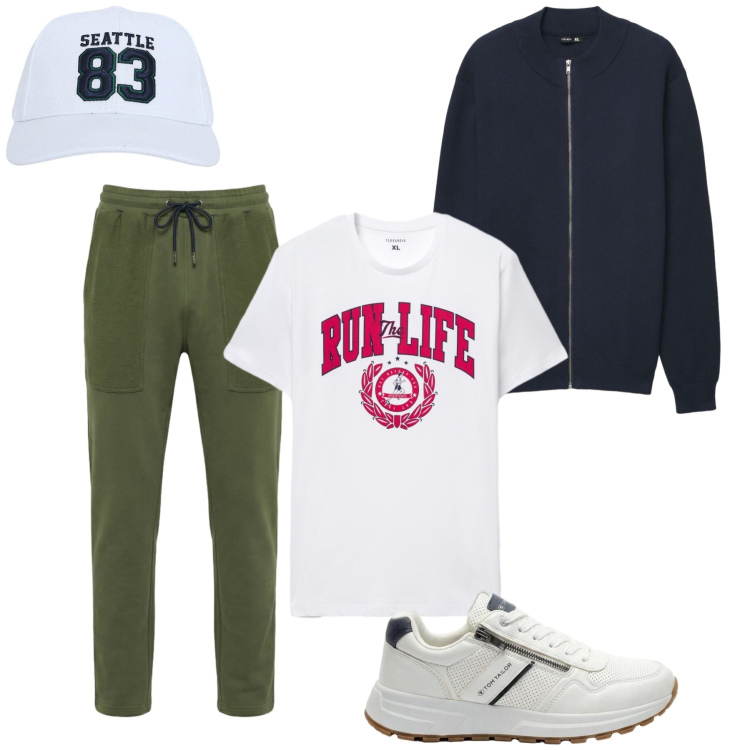 Outfit uomo - Total look #2438390. Stile Casual per Tutti i giorni. Abbinamento con sneakers, pantaloni, cardigans, cappelli, t-shirt.