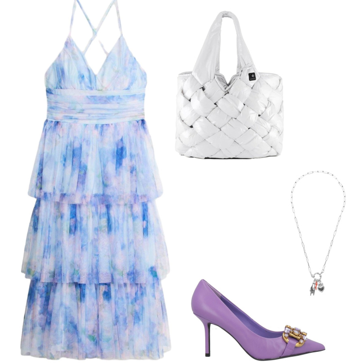 Outfit donna - Profondo Oceano. Abbinamento con décolleté, vestiti midi/longuette, ciondoli, borse tote.
