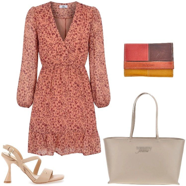 Outfit donna - Total look #2438627. Stile Romantica per Tutti i giorni. Abbinamento con vestiti corti, portafogli, sandali col tacco, borse a spalla.