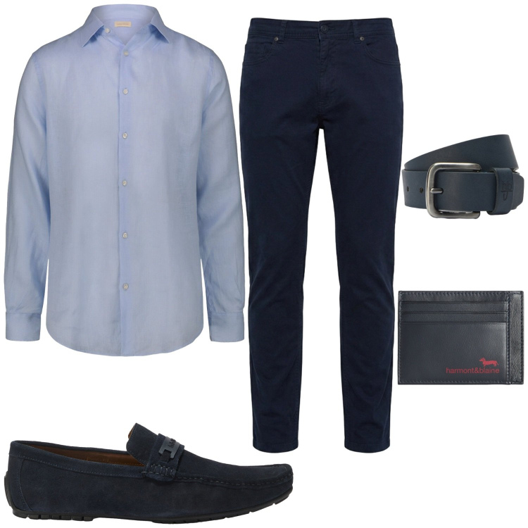 Outfit uomo - Total look #2438665. Stile Business/Elegante per Ufficio. Abbinamento con portafogli, scarpe stringate, cinture, pantaloni, camicie.