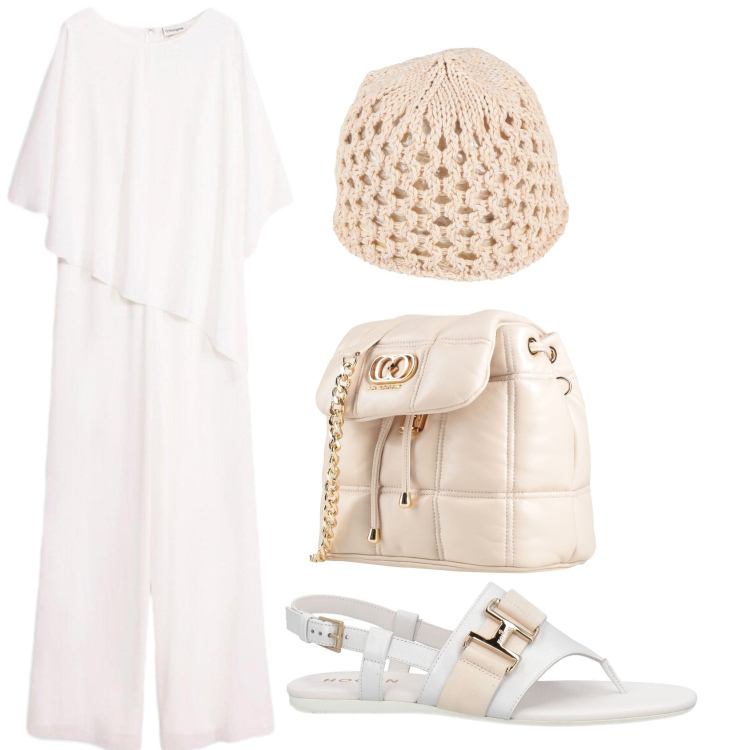 Outfit donna - Cocktail time. Stile Chic per Serata fuori. Abbinamento con cappelli, infradito, valigie, tute.