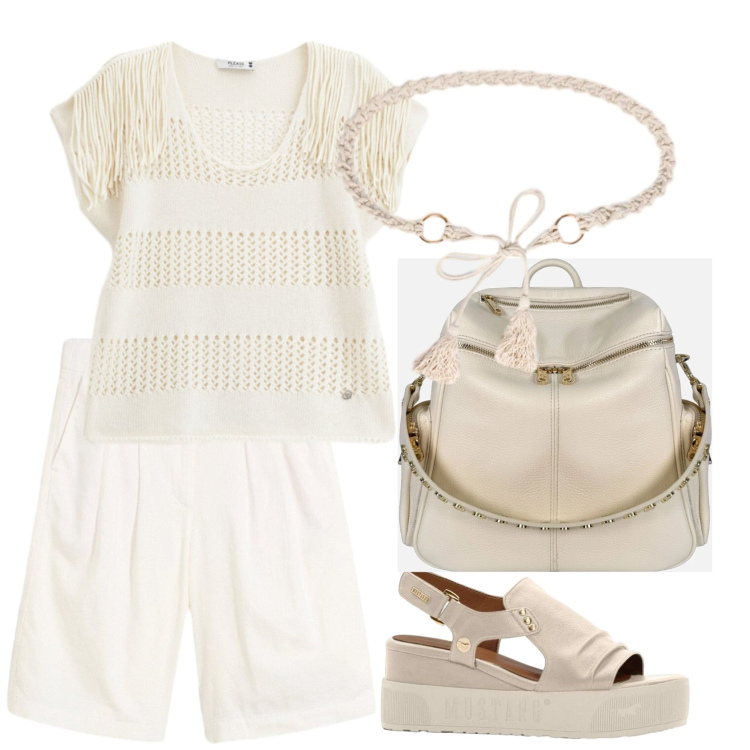 Outfit donna - Ti passo a prendere. Stile Minimal per Tutti i giorni. Abbinamento con cinture, zaini, top, sandali, bermuda.