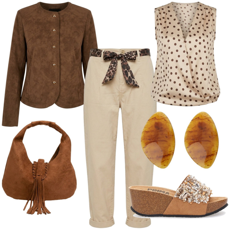 Outfit donna - Leone. Stile Casual per Tutti i giorni. Abbinamento con cappotti, top, blazer, pantaloni, borse a spalla, zeppe.
