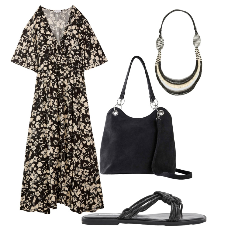 Outfit donna - Total look #2438799. Stile Boho per Tutti i giorni. Abbinamento con borse a mano, vestiti lunghi, sandali, collane.