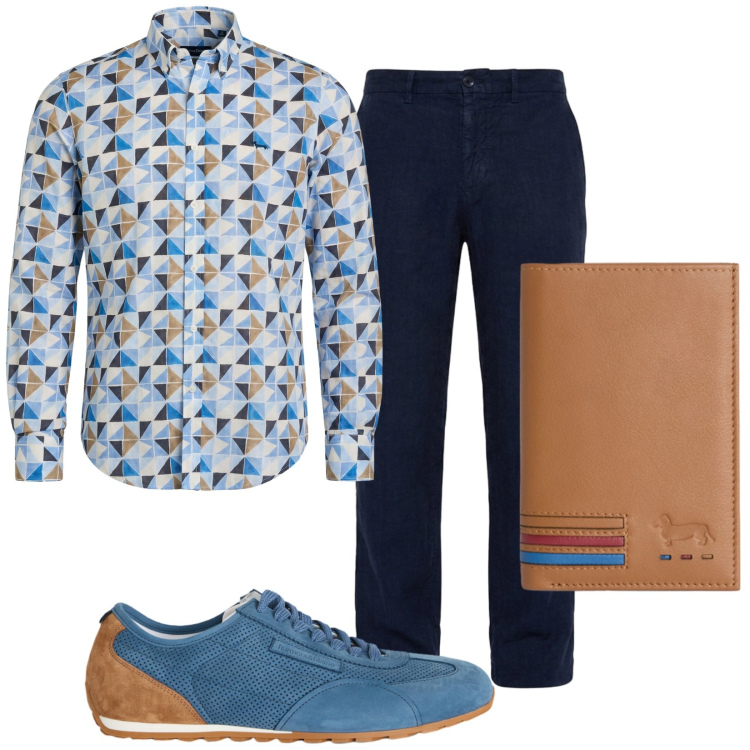 Outfit uomo - Lino. Stile Trendy per Serata speciale. Abbinamento con portafogli, sneakers, pantaloni chino, camicie.
