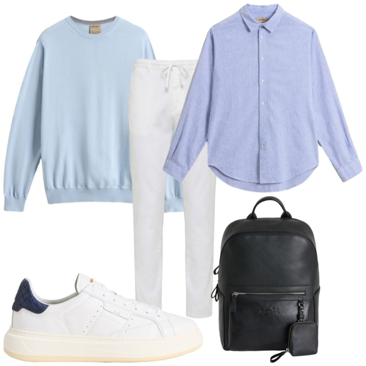 Outfit uomo - Total look #2438946. Stile Casual per Tutti i giorni. Abbinamento con pantaloni, borse sportive, sneakers, camicie, maglieria.