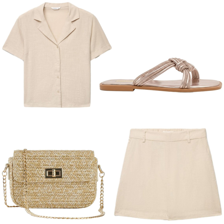 Outfit donna - Un completo fresco nel mio guardaroba. Stile Urban per Tutti i giorni. Abbinamento con borse a tracolla, shorts, camicie a manica corta, sandali.
