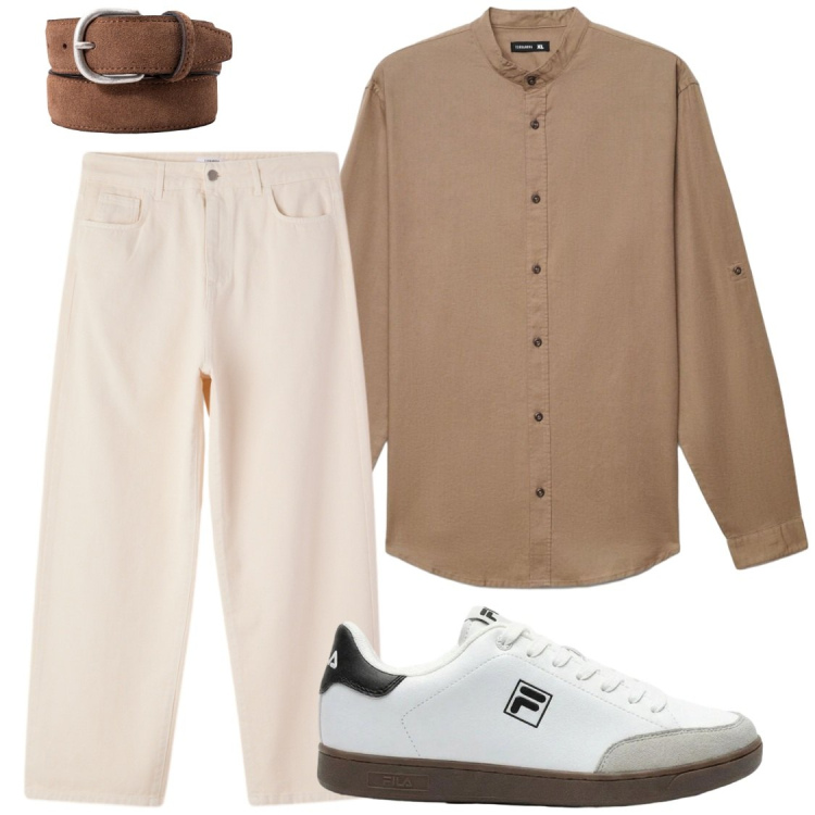 Outfit uomo - Stile zen. Stile Trendy per Serata speciale. Abbinamento con sneakers, camicie, pantaloni, cinture.