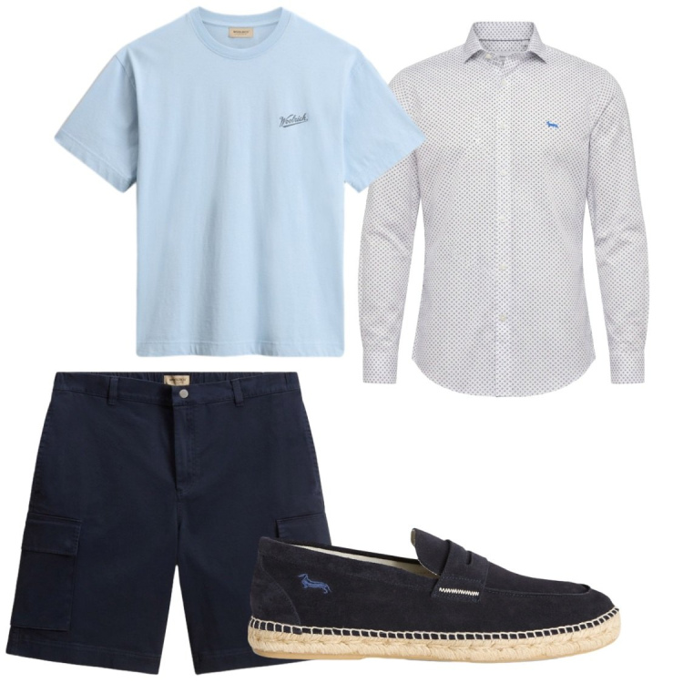 Outfit uomo - Versatilità in valigia. Stile Trendy per Serata speciale. Abbinamento con camicie, espadrillas, pantaloni corti, t-shirt.