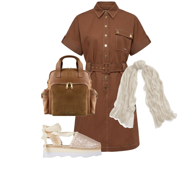 Outfit donna - Abito comodo. Stile Casual per Tutti i giorni. Abbinamento con décolleté, sciarpe, vestiti chemisier, zaini.