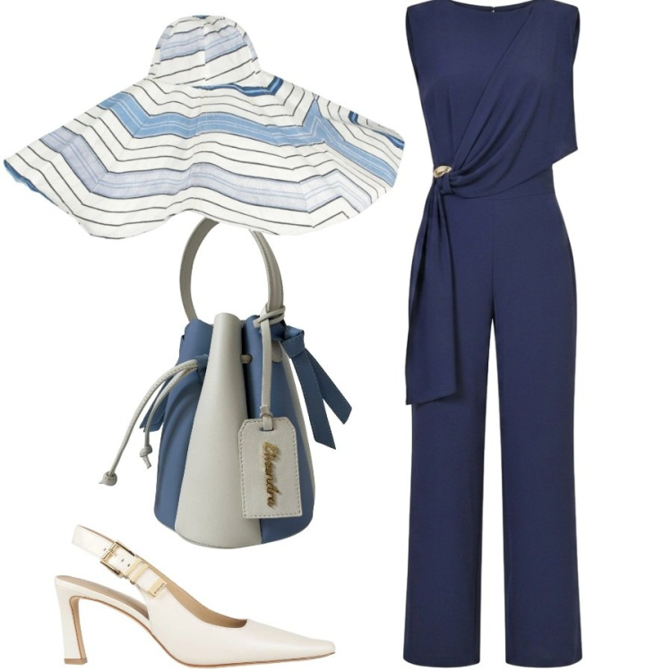 Outfit donna - Party bordo piscina. Stile Glamour per Cerimonia. Abbinamento con décolleté, cappelli, borse a secchiello, tute.