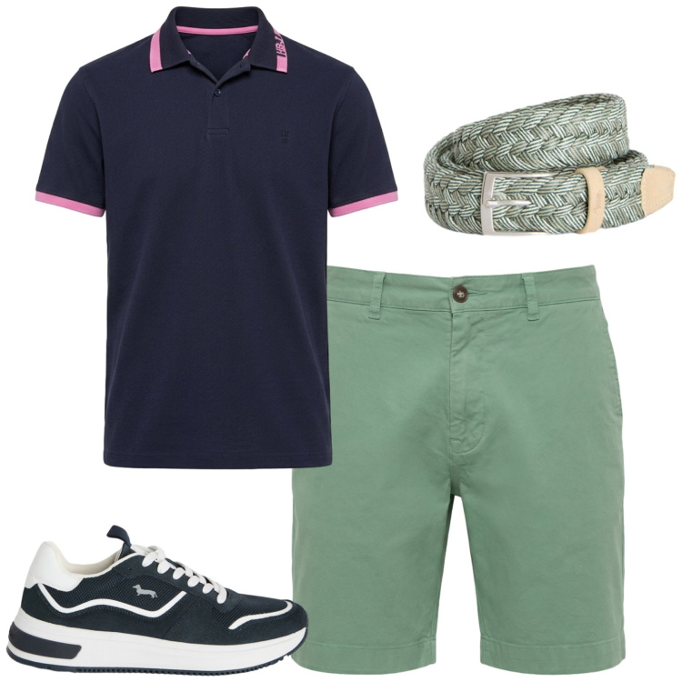 Outfit uomo - Total look #2439111. Stile Casual per Tutti i giorni. Abbinamento con sneakers, bermuda, cinture, polo.