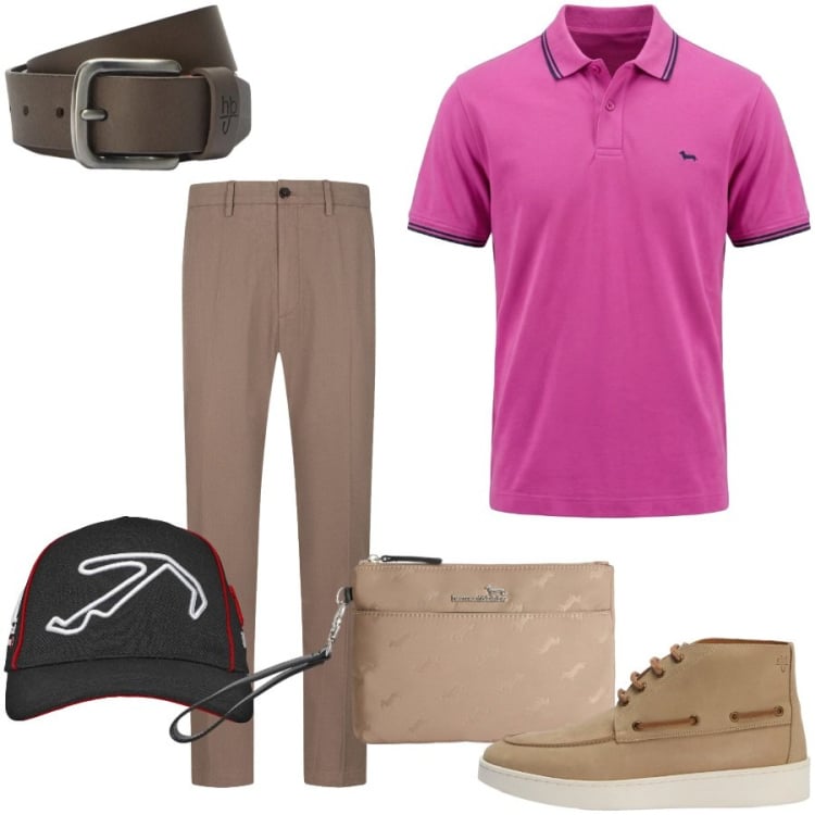 Outfit uomo - Total look #2439128. Stile Casual per Tutti i giorni. Abbinamento con polo, borse sportive, stivali e stivaletti, cinture, cappelli con visiera, pantaloni.