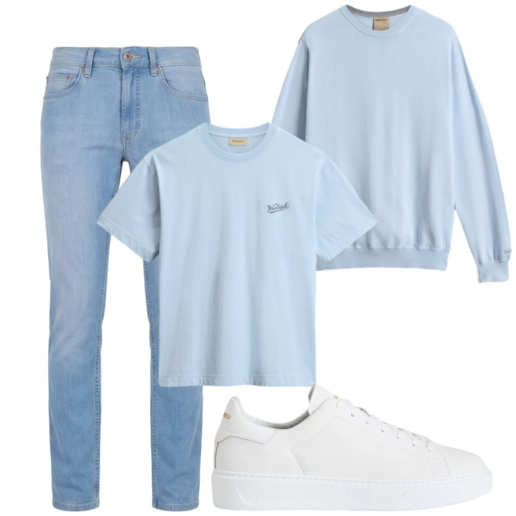 Outfit uomo - Porto la maglia in cotone. Stile Trendy per Serata speciale. Abbinamento con jeans, sneakers, t-shirt, maglieria.