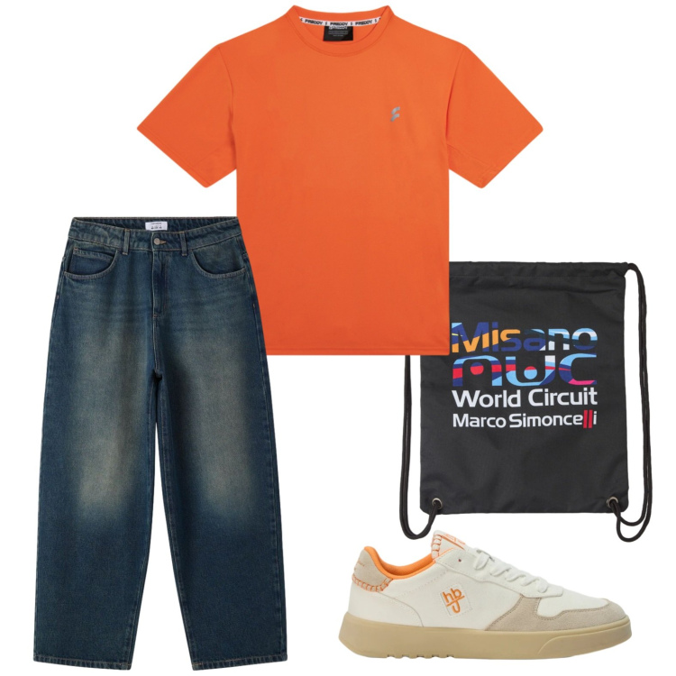 Outfit uomo - Total look #2439151. Stile Casual per Tutti i giorni. Abbinamento con sneakers, borse sportive, jeans, t-shirt.