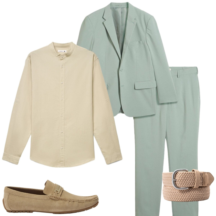 Outfit uomo - Cerimonia d\'estate. Stile Business/Elegante per Cerimonia. Abbinamento con abiti, scarpe stringate, camicie, cinture.