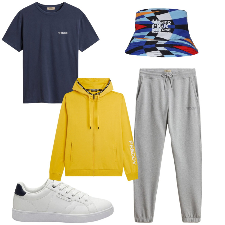 Outfit uomo - Total look #2439154. Stile Casual per Tutti i giorni. Abbinamento con sneakers, cappelli, felpe con cappuccio, pantaloni, t-shirt.