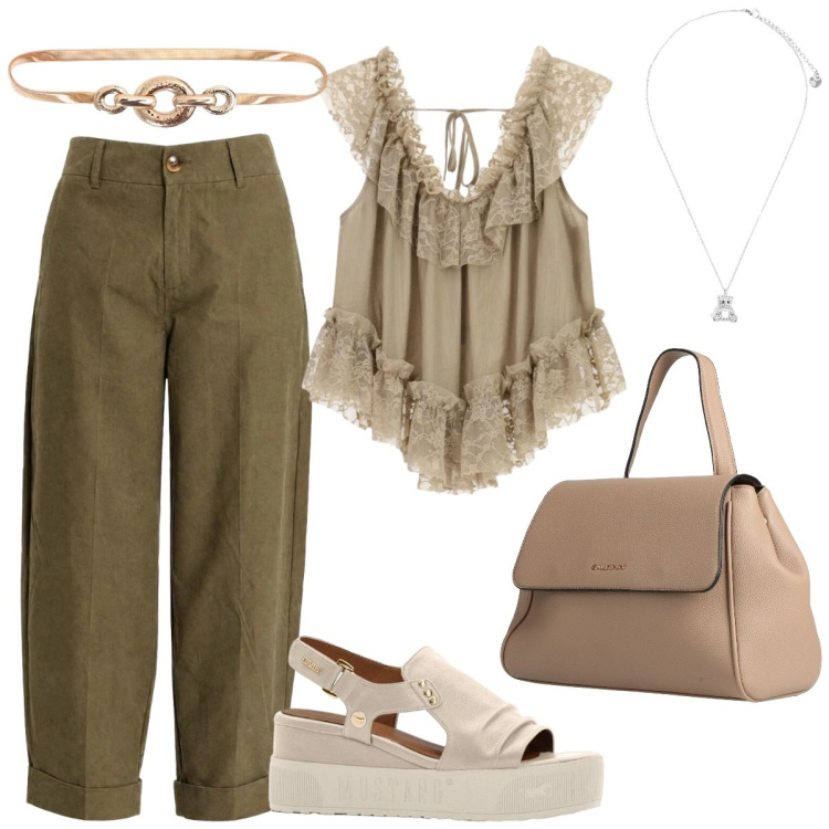 Outfit donna - Must have. Stile Casual chic per Tutti i giorni. Abbinamento con zaini, sandali, pantaloni, ciondoli, top, cinture.