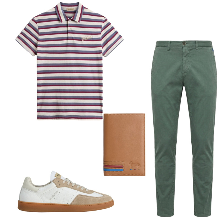 Outfit uomo - Total look #2439297. Stile Casual per Tutti i giorni. Abbinamento con portafogli, pantaloni chino, sneakers, polo.