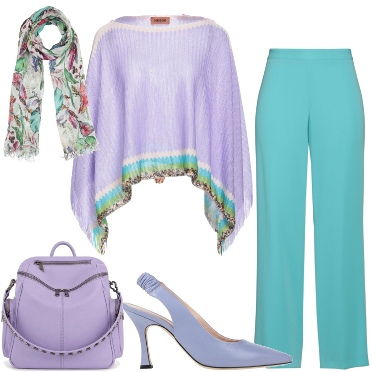 Outfit donna - Total look #2439304. Stile Casual chic per Tutti i giorni. Abbinamento con body, décolleté, cappotti, sciarpe, pantaloni, zaini.