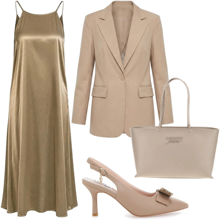 Outfit donna - Total look #2439311. Stile Minimal per Cerimonia. Abbinamento con vestiti lunghi, blazer, décolleté, borse a spalla.
