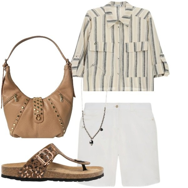 Outfit donna - Total look #2439357. Abbinamento con infradito, borse a spalla, ciondoli, bermuda, camicie.