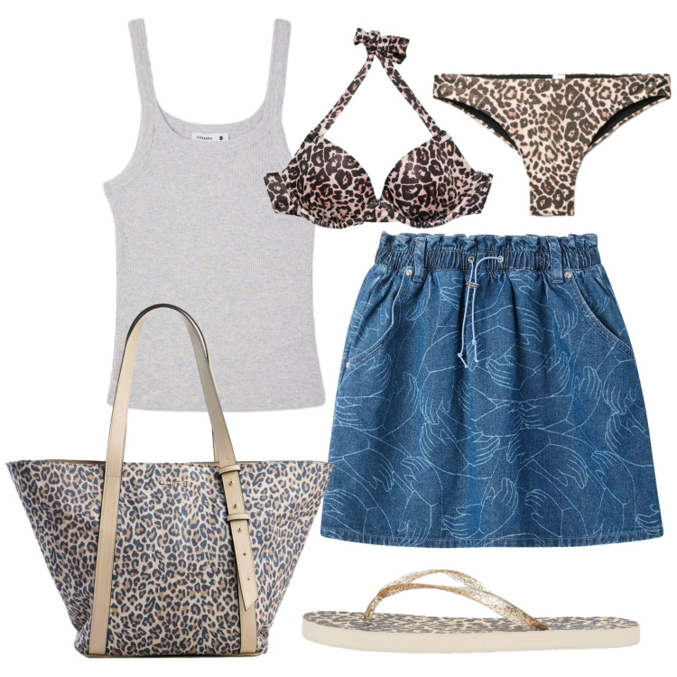 Outfit donna - Total look #2439392. Stile Basic per Tutti i giorni. Abbinamento con shopping bag, minigonne, bikini, infradito, bikini, canottiere.