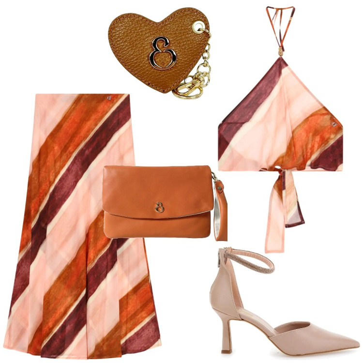 Outfit donna - I love Elisendra bags. Stile Chic per Serata fuori. Abbinamento con pochette, portachiavi, top, gonne lunghe, décolleté.