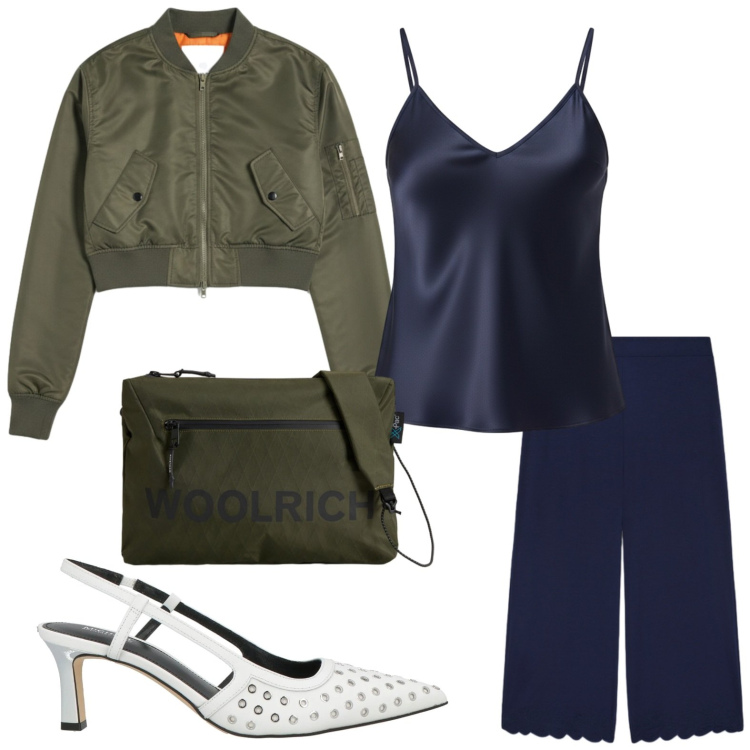 Outfit donna - Slingback traforate. Stile Chic per Serata fuori. Abbinamento con décolleté, pantaloni skinny, bomber, borse a tracolla, canottiere.