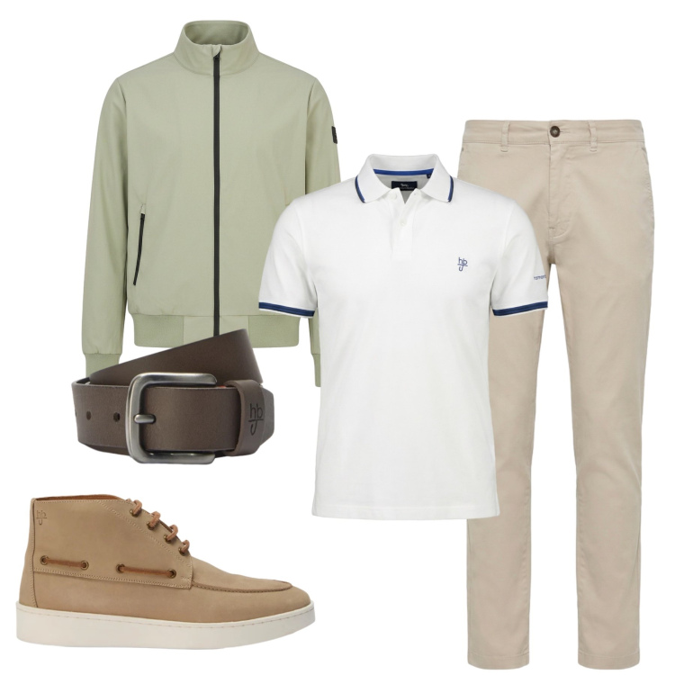 Outfit uomo - Total look #2439526. Stile Casual per Tutti i giorni. Abbinamento con polo, pantaloni, stivali e stivaletti, cinture, bomber.