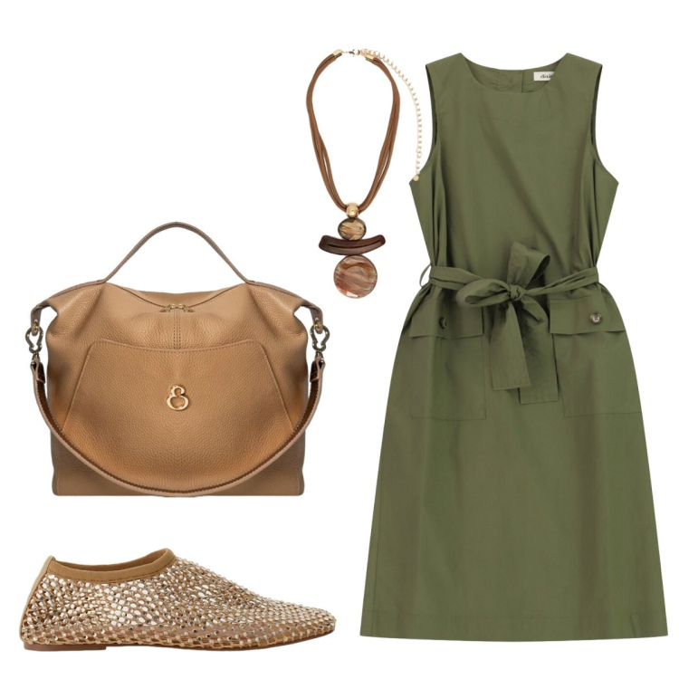 Outfit donna - In ufficio con Elisendra. Stile Bon Ton per Ufficio. Abbinamento con borse a mano, ciondoli, ballerine, vestiti senza maniche.