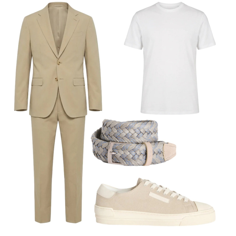 Outfit uomo - Total look #2439571. Stile Trendy per Ufficio. Abbinamento con sneakers, t-shirt, cinture, abiti.