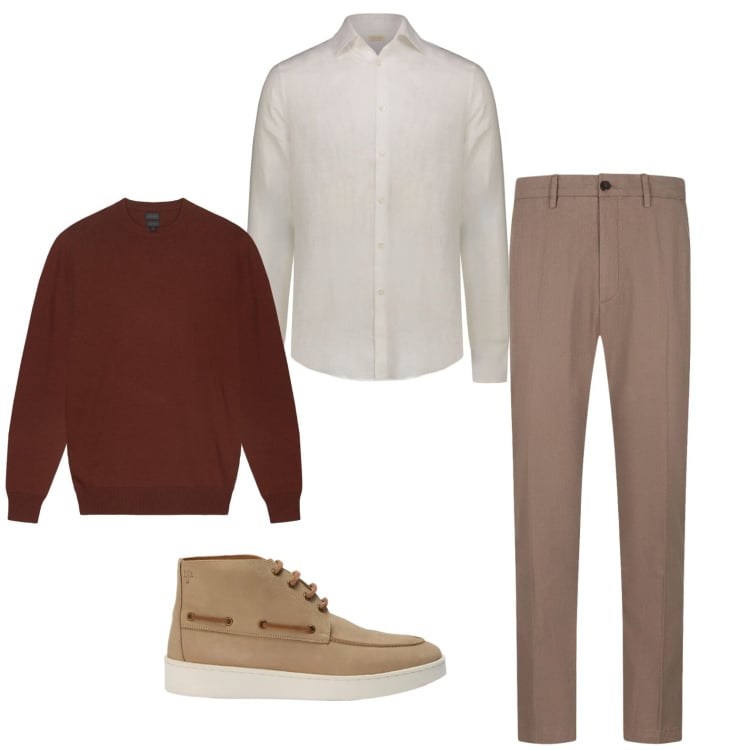 Outfit uomo - Total look #2439606. Stile Business/Elegante per Ufficio. Abbinamento con stivali e stivaletti, maglieria, camicie, pantaloni.