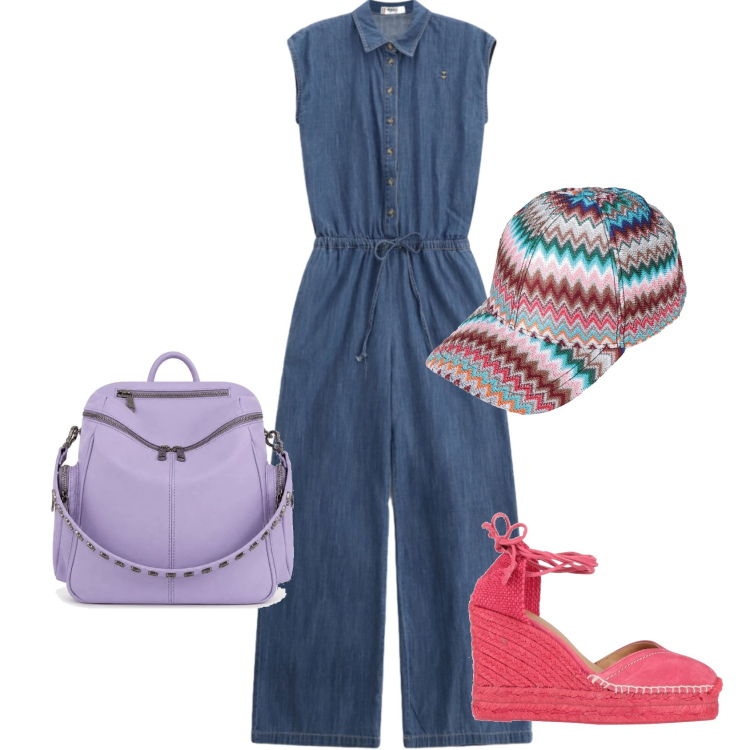 Outfit donna - Total look #2439645. Stile Casual per Tutti i giorni. Abbinamento con espadrillas, cappelli con visiera, zaini, tute.
