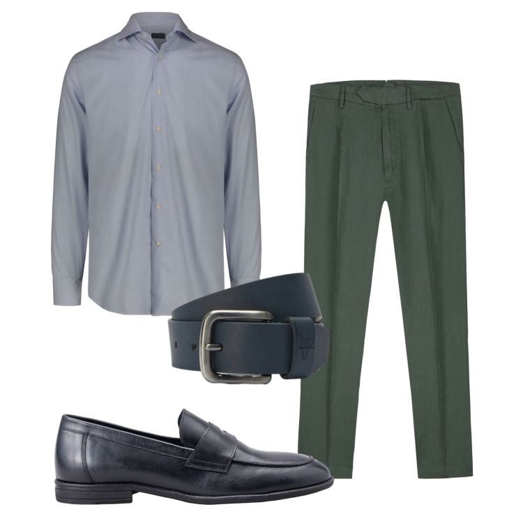 Outfit uomo - Total look #2439797. Stile Business/Elegante per Ufficio. Abbinamento con cinture, pantaloni, camicie, scarpe stringate.