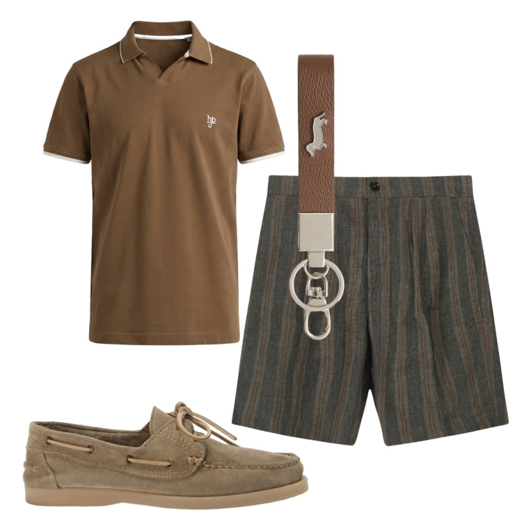 Outfit uomo - Total look #2439799. Stile Casual per Tutti i giorni. Abbinamento con polo, portachiavi, scarpe stringate, bermuda.