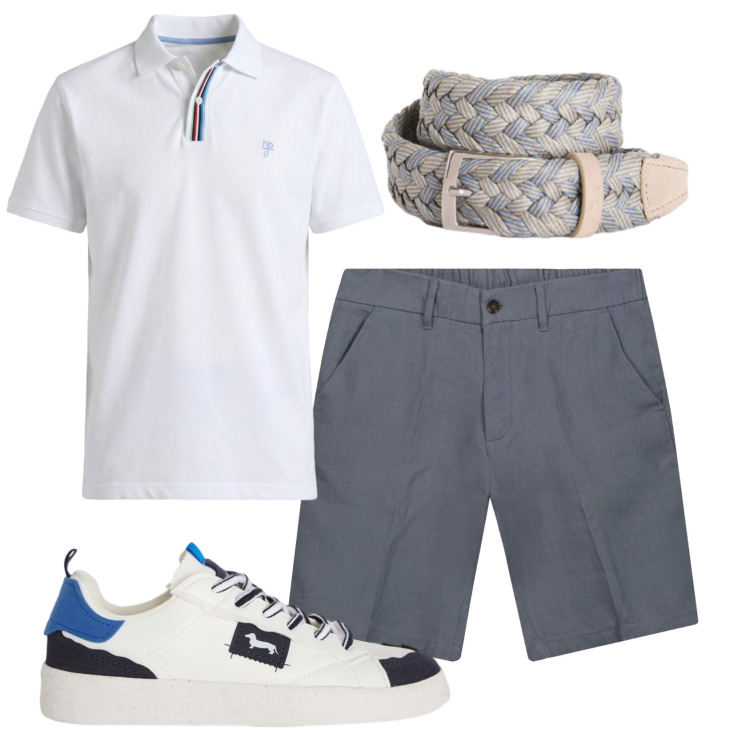 Outfit uomo - Total look #2439802. Stile Casual per Tutti i giorni. Abbinamento con sneakers, cinture, polo, bermuda.
