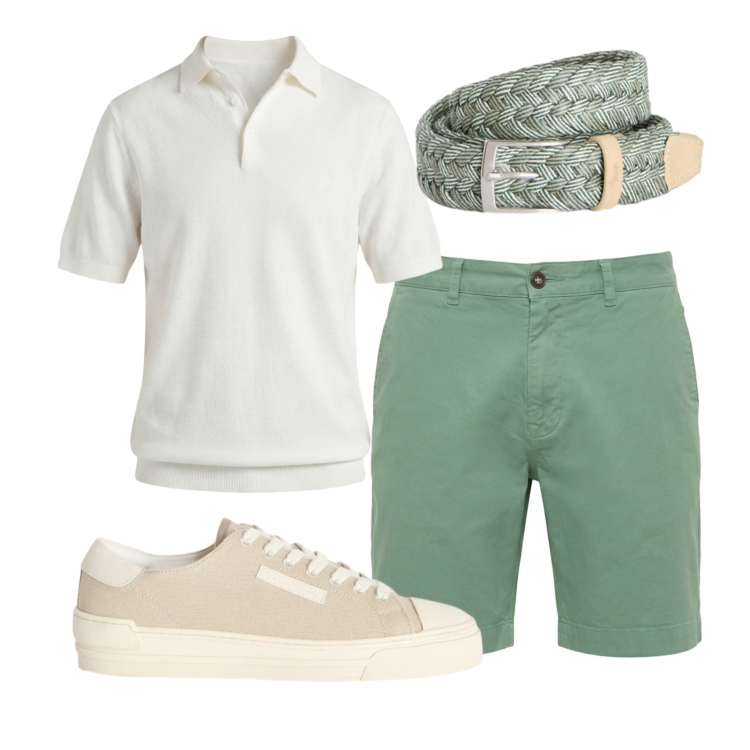 Outfit uomo - Total look #2439805. Stile Casual per Tutti i giorni. Abbinamento con polo, sneakers, bermuda, cinture.