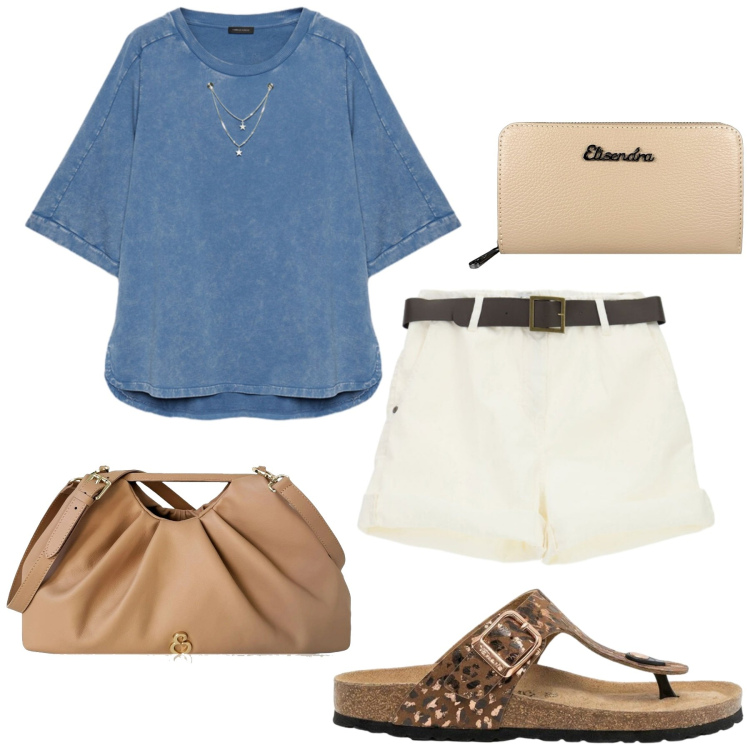 Outfit donna - Total look #2439922. Stile Sporty chic per Tutti i giorni. Abbinamento con infradito, clutch, portafogli, felpe, shorts.