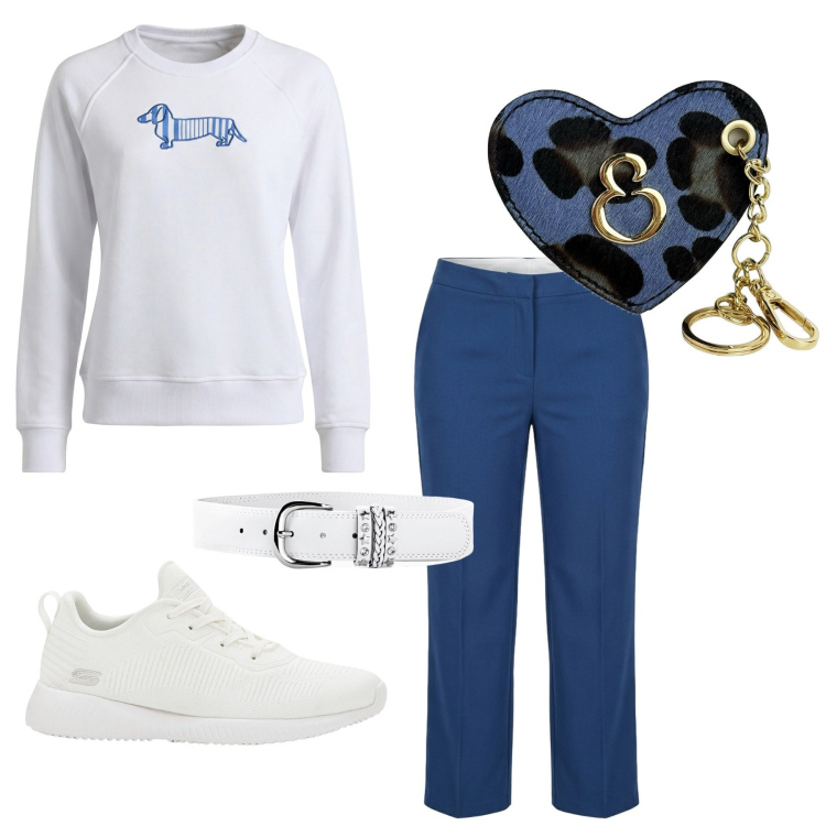Outfit donna - Total look #2439923. Stile Casual chic per Tutti i giorni. Abbinamento con cinture, sneakers, pantaloni, felpe, portachiavi.